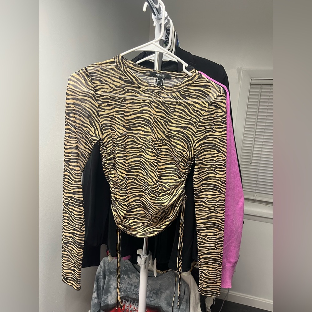 Forever 21 Zebra Print Long Sleeve Top